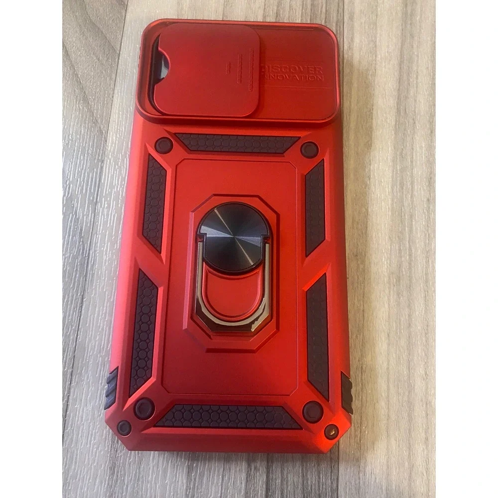 iPhone 15 Pro Max Case Cranberry Red Rugged Military Grade Shield Ring Kickstand